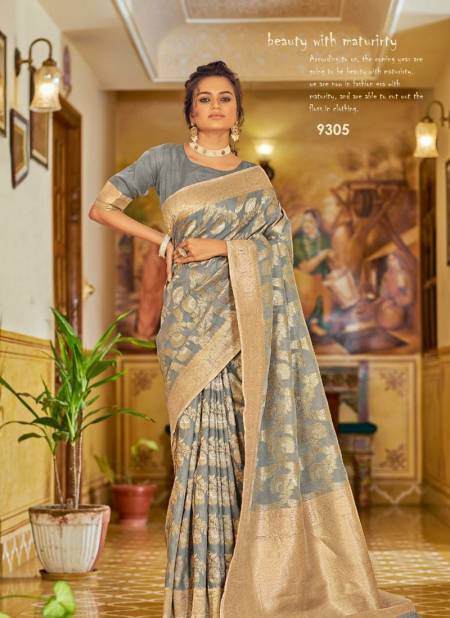 Gray Colour Rajpath Aksaya Fancy Festive Wear Designer Latest Saree Collection 9305